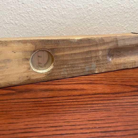 Antique Wood Level Rustic Farmhouse Tool Decor Vintage Carpentry Bubble Level - Picture 9 of 16